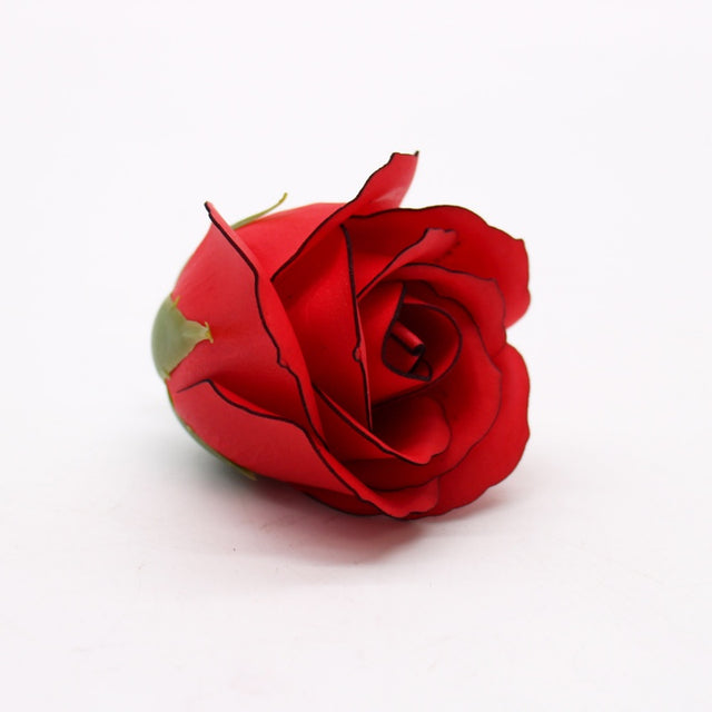 Craft Soap Flowers - Med Rose -Red With Black Rim