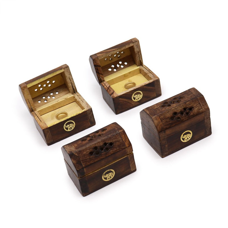 Mini Incense Cone Smoke Box - Mango Wood