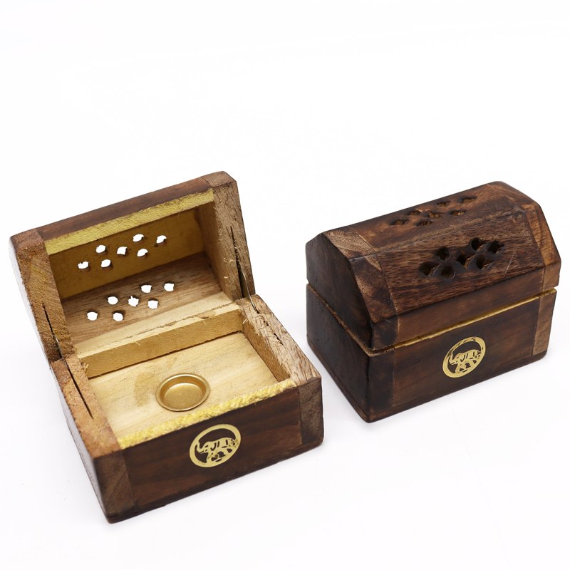 Mini Incense Cone Smoke Box - Mango Wood