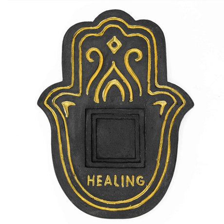 Healling Incense Plate - Black & Gold Lava-Stone Effect