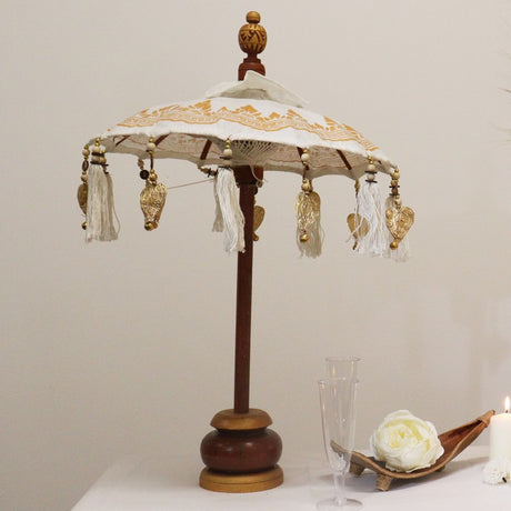Bali Home Decor Parasol - Canvas - Gold Decor- 40cm
