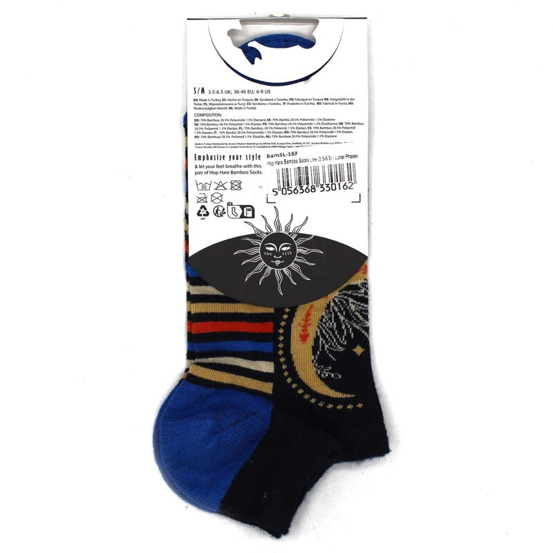 S/M Hop Hare Bamboo Socks Low (3.5-6.5) - Lunar Phases