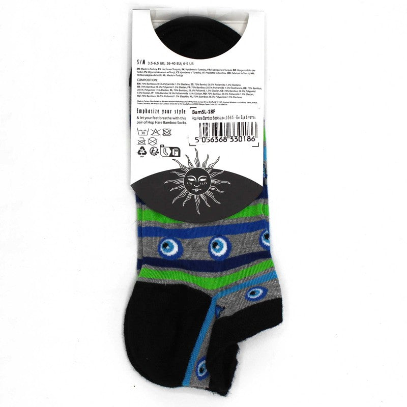 M/L Hop Hare Bamboo Socks Low (7.5-11.5) - Evil Eye & Hamsa