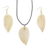 Necklace & Earring Set - Bravery Leaf - Gold