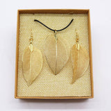 Necklace & Earring Set - Bravery Leaf - Gold