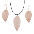 Necklace & Earring Set - Bravery Leaf - Pink Gold