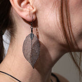 Necklace & Earring Set - Bravery Leaf - Pewter