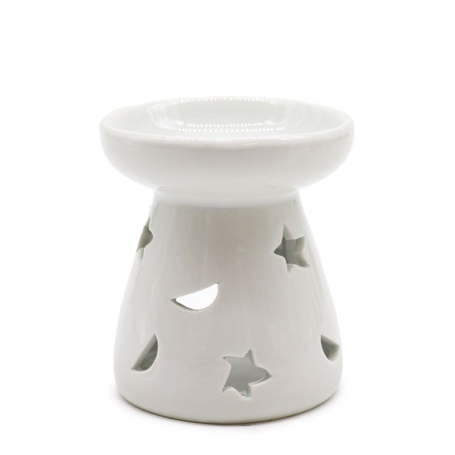 Sm Classic White Oil Burner - Moon & Star