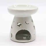 Lrg Classic White Oil Burner - Moon & Star