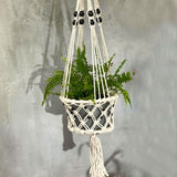 Macrame Pot Holder - Lrg Single Beaded