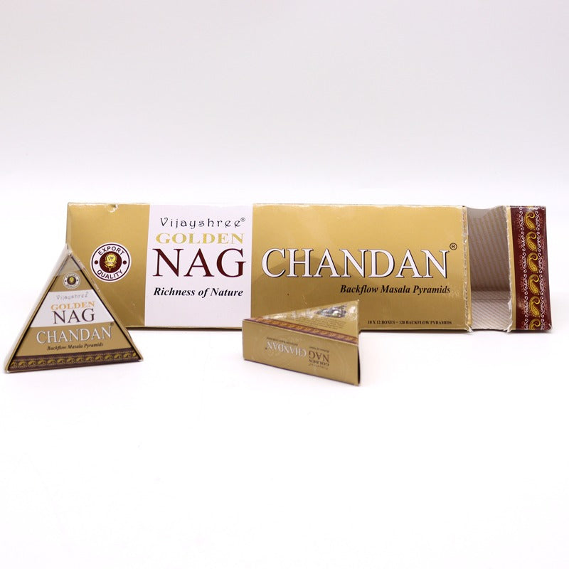 42g Jumbo Golden Nag - Chandan Backflow Incense Cones