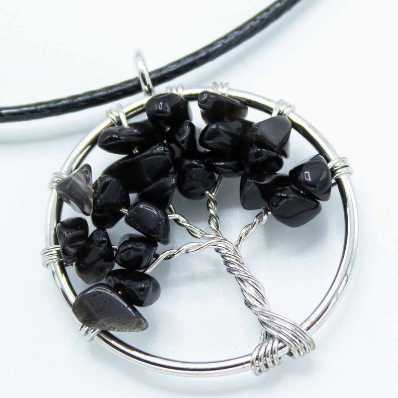 Tree of Life Pendant - Black Agate