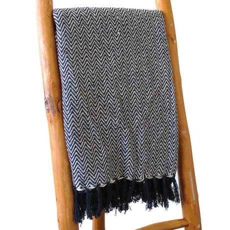 Boho Comfort Throws - 125x150cm - Navy Zigzag