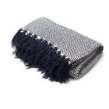 Boho Comfort Throws - 125x150cm - Navy Zigzag