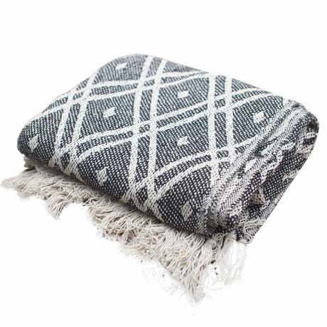 Boho Comfort Throws - 125x150cm - Black & Biege Regency