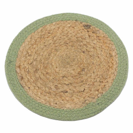 Natural Place Mat - Jute & Cotton 30cm - Olive Border