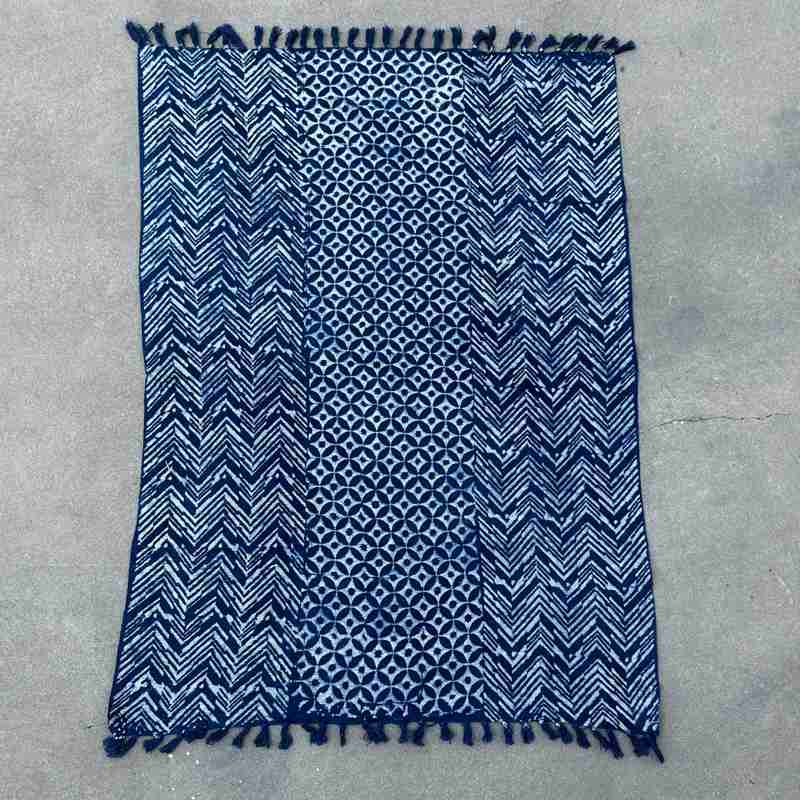 Handmade Indigo Throw - 170x120cm - Namoona Waves