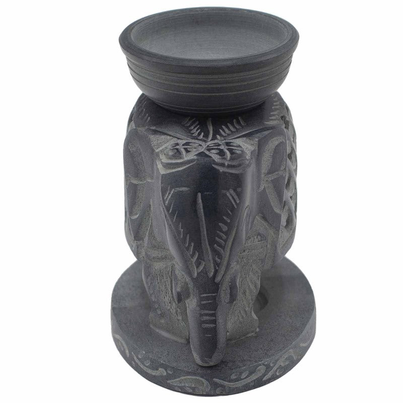 Soapstone Oil Burner 10.5cm - Standing Elephant