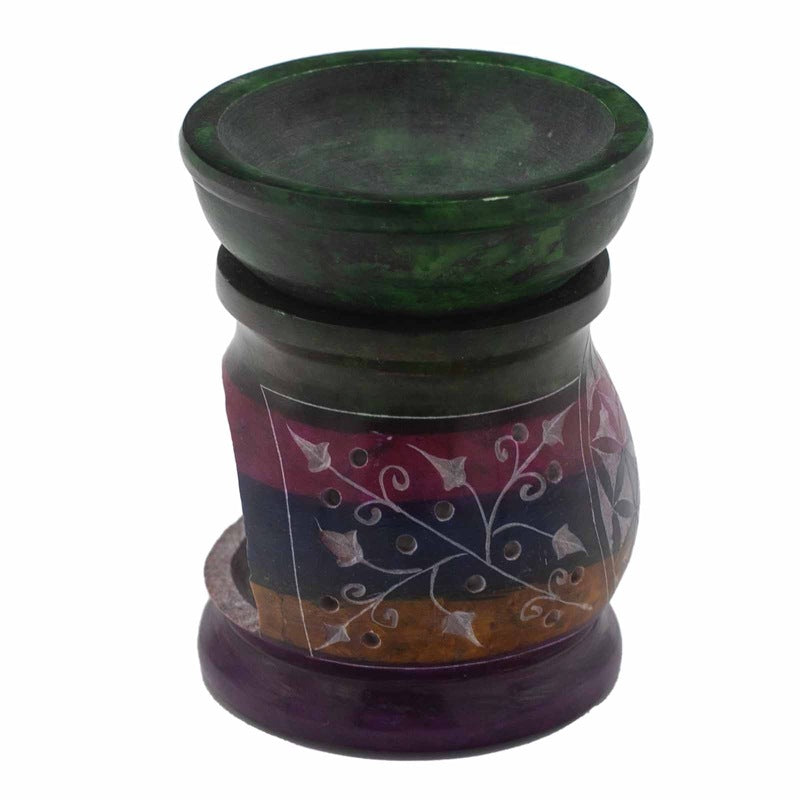 Soapstone Oil Burner 10cm - Flower of Life - Five Colours