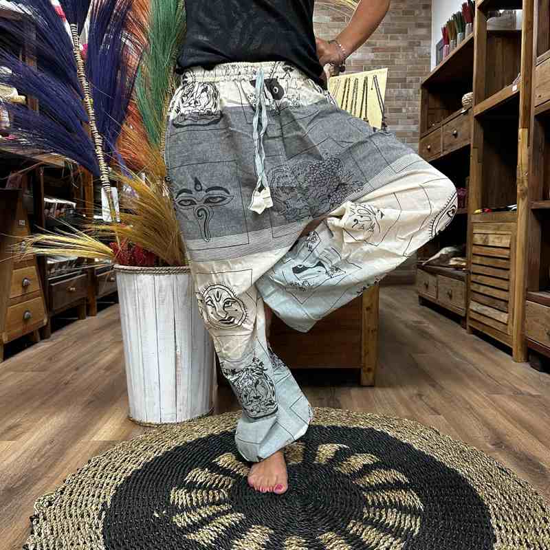 Yoga and Festival Pants - High Cross Himalayan Print on Grey