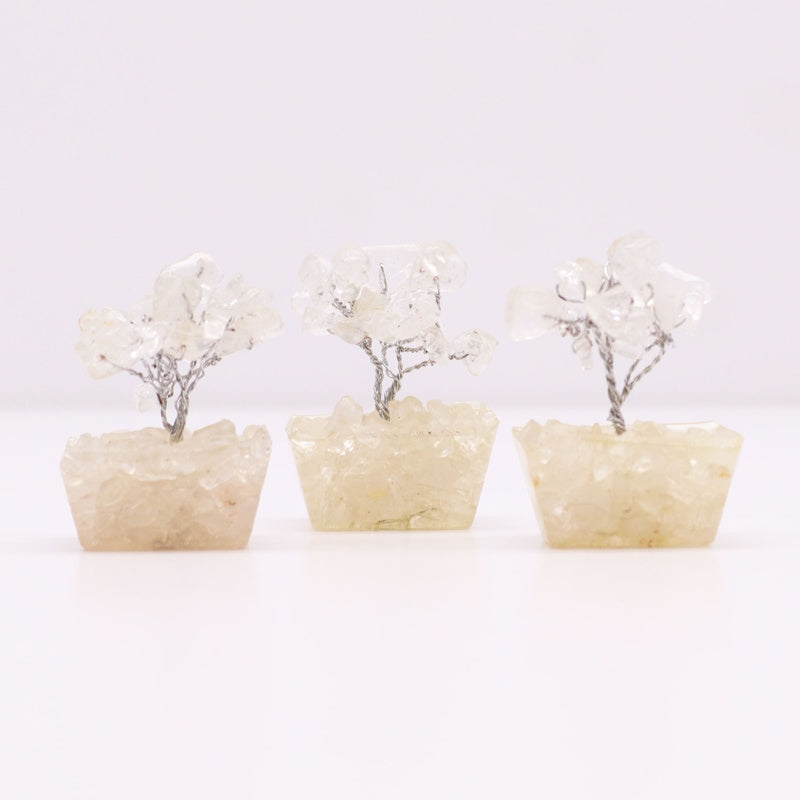 Mini Gemstone Tree On Orgonite Base - Rock Quartz (15 stones)