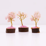 Mini Gemstone Tree On Wood Base - Rose Quartz (15 stones)