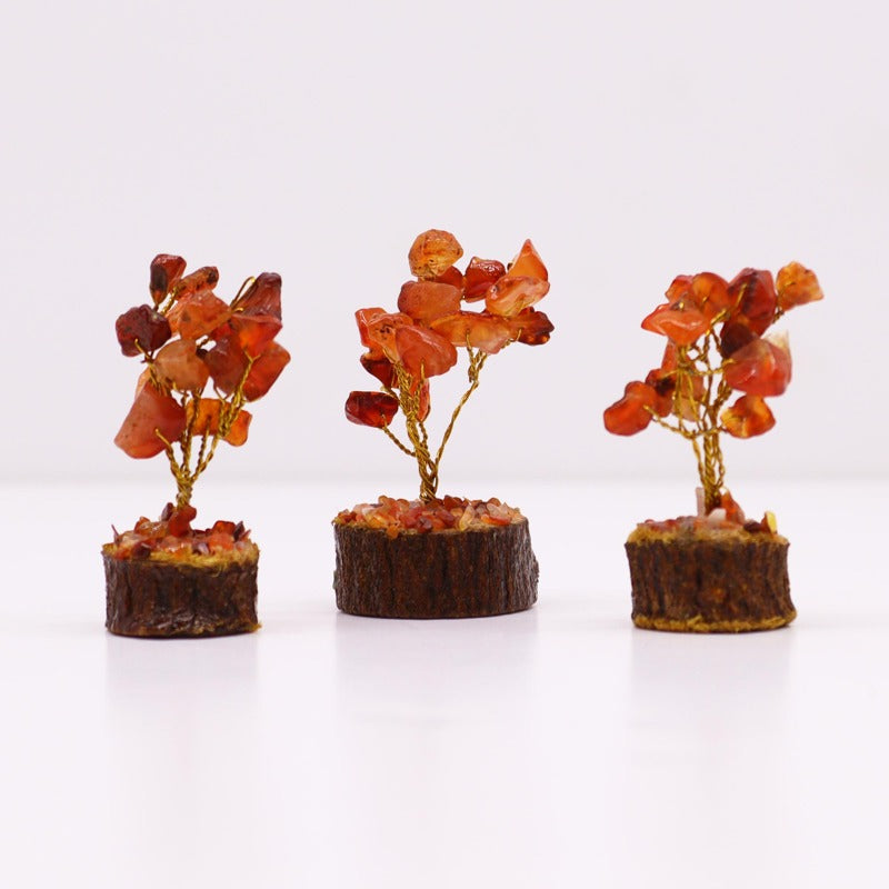 Mini Gemstone Tree On Wood Base - Carnelian (15 stones)