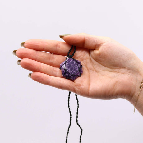 Laced Gemstone Hexagon Pendant - Lepidolite