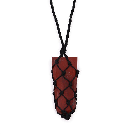 Laced Gemstone Flat Point Pendant - Red Jasper