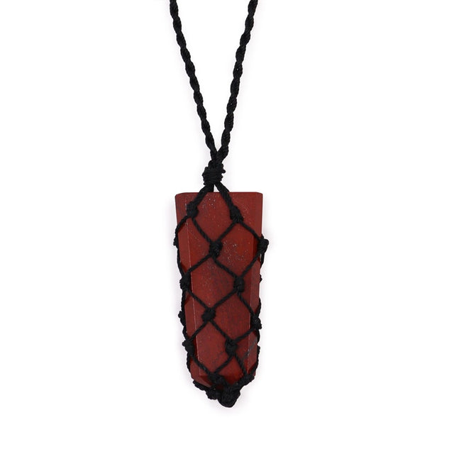 Laced Gemstone Flat Point Pendant - Red Jasper