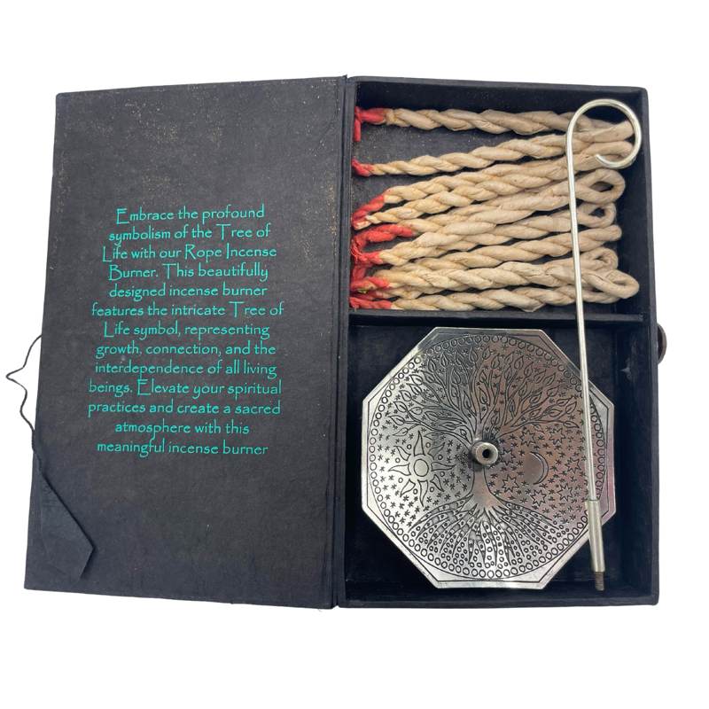 Rope Incense and Silver Plated Holder Set - Tree of Life