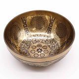 Tibetan Healing Engraved Bowl - 21cm - 7 Chakra & Flower of Life