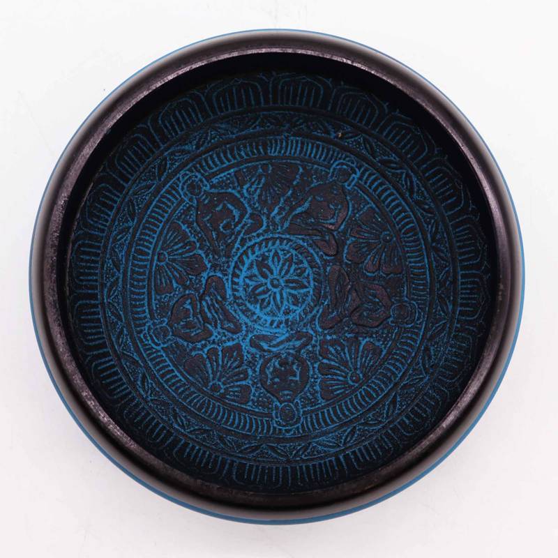 Earth Powder Singing Bowl - Blue Mantra Five Buddha - 16cm