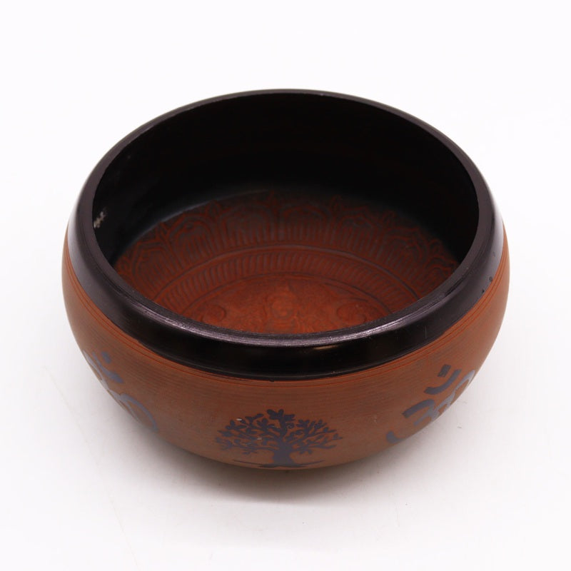 Earth Powder Singing Bowl - Clay Om  Buddha - 16cm