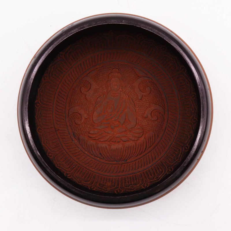 Earth Powder Singing Bowl - Clay Om  Buddha - 16cm