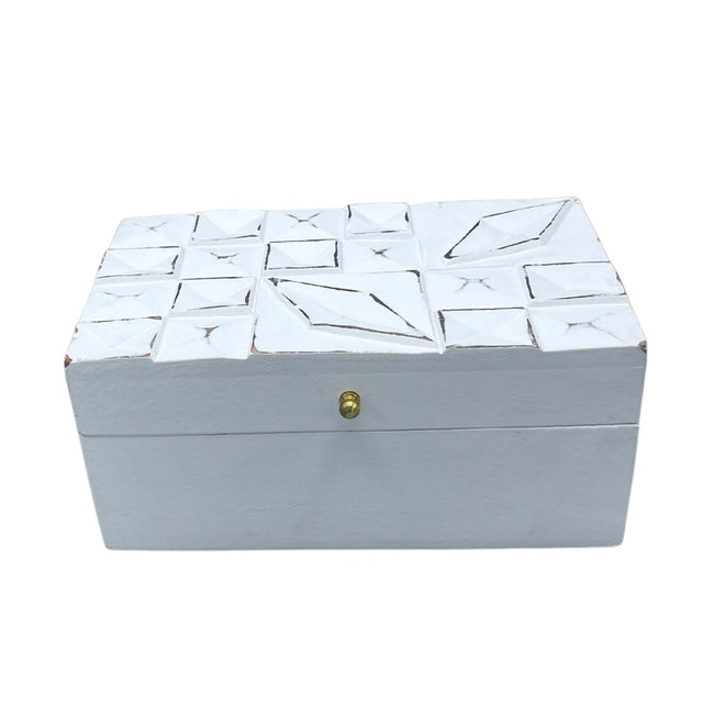 Vintage Deco - Multi Purpose Box - 22x12x10cm -  White Diamonds