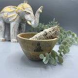 Wooden Smudge and Ritual Offerings Bowl - Buddha - 11x7cm