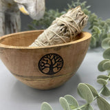 Wooden Smudge and Ritual Offerings Bowl - Tree of Life - 11x7cm