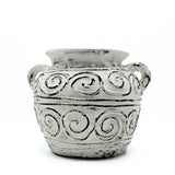 Greek Clay Plant Pot With Handles - Cream 15cm