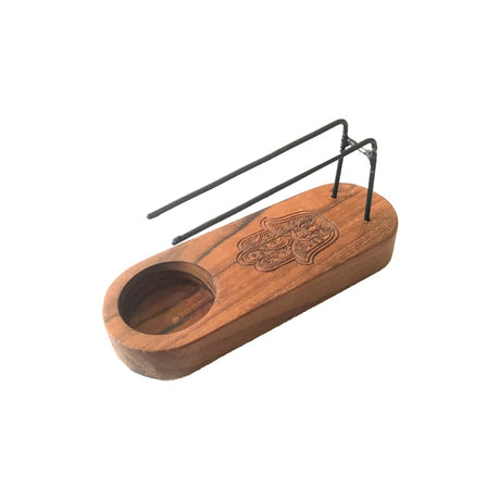 Small Palo Santo Heater - Teak Wood - Hamsa Design