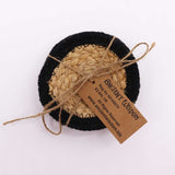 Natural Coaster - Jute & Cotton 10cm  (set of 4) - Black Boarder