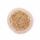 Natural Coaster - Jute & Cotton 10cm  (set of 6) Mixed colours in basket