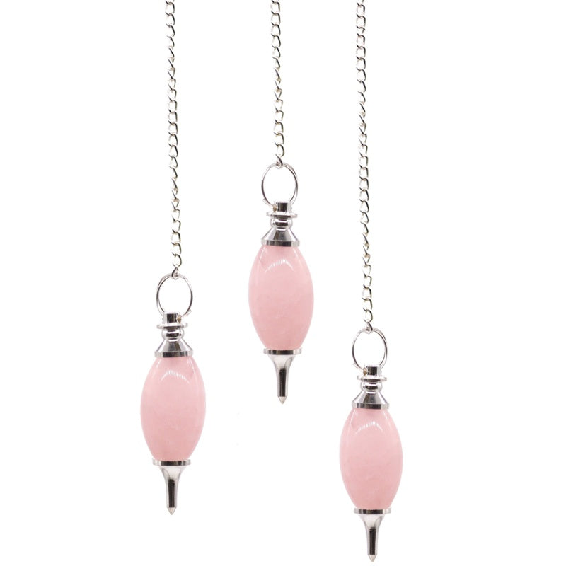 Lingam Shaped Gemstone Pendulum - Rose Quartz