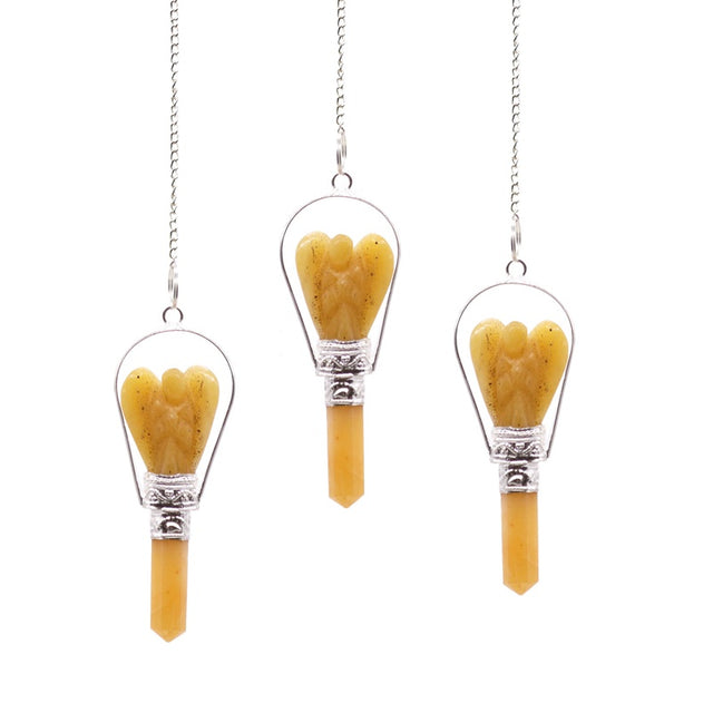 Angel Pendulum with Ring- Yellow Quartz