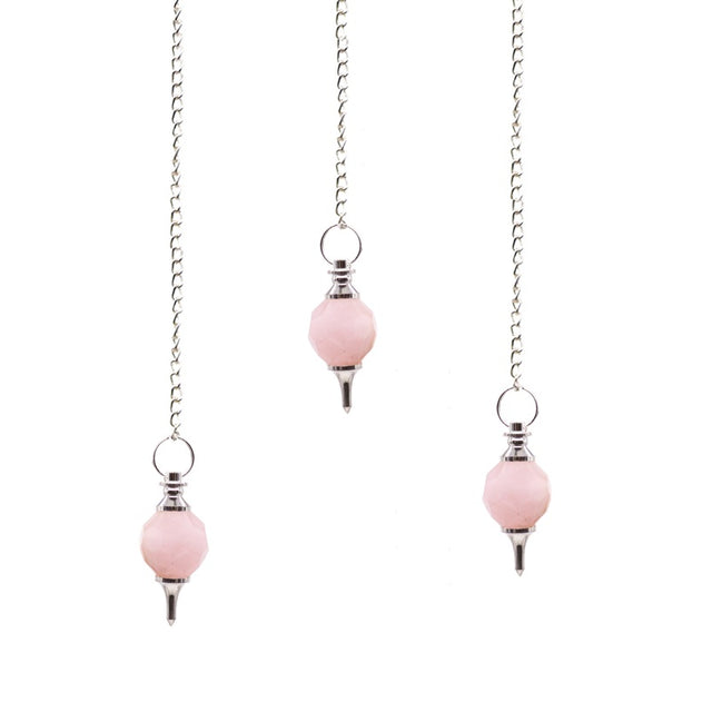 Facted Gemstone Pendulum - Rose Quartz