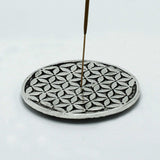 Polished Aluminium Flower of Life Incense Holder 11cm