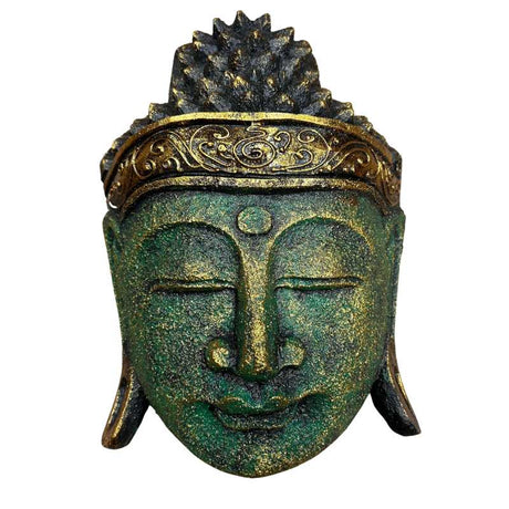 Home Decoration Buddha Head - 25cm - Green Shine Finish