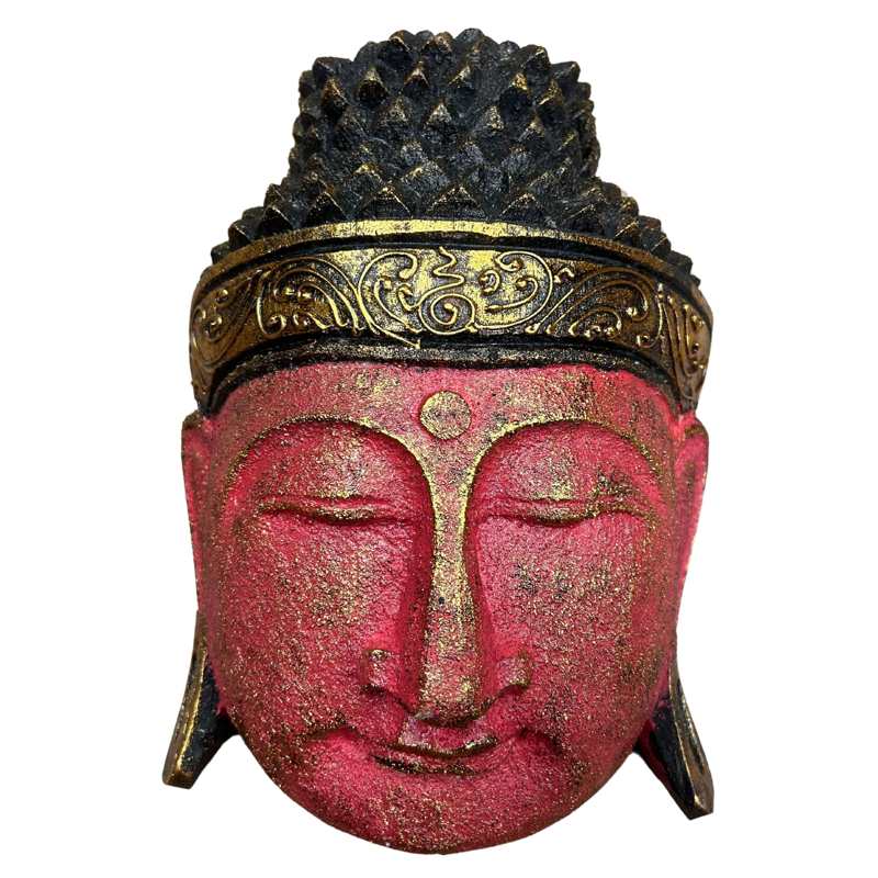 Home Decoration Buddha Head - 25cm - Red Shine Finish