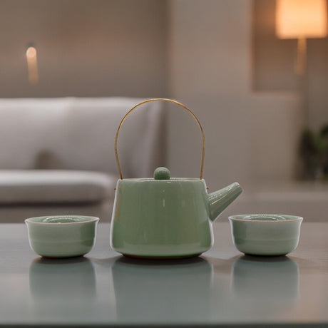 Herbal Jade Teapot Set - Pot & Two Cups