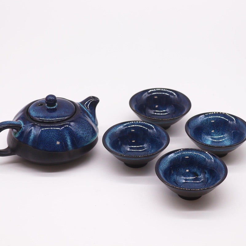 Herbal Blues Teapot Set - Pot & Four Cups